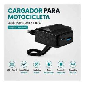 Cargador Para Motocicleta De Doble Puerto MY-7808