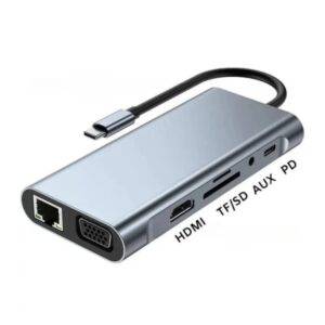 Convertidor Tipo C a HDTV 11 EN 1 /OTG, USB HD Con 4 Puertos USB-A LJ-49TP/HDTV11I
