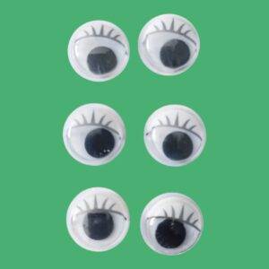 Ojos Locos Con Pestañas Negros Mediano *6Und