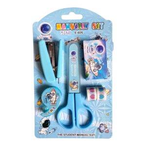 Mini Set Escolar 5 en 1 Grapadora+Tijeras+Cinta Y Mas E-026