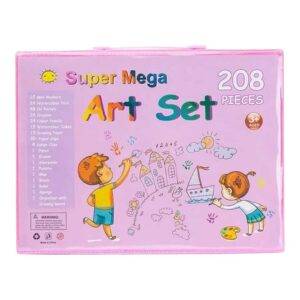 Set Kit De Arte Dibujo Colores Para Niños Maleta x 208 Piezas Color Rosado