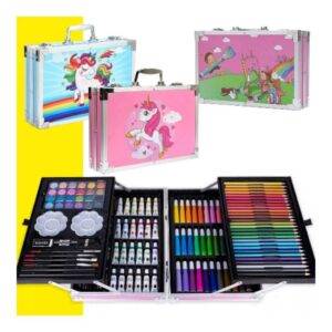 Set Kit De Arte Dibujo Pintura x145 Piezas MaletĂn De Aluminio