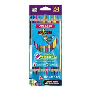 Caja de Colores Offi-Esco OE-142 Doble Punta *12 Lápices / 24 Colores