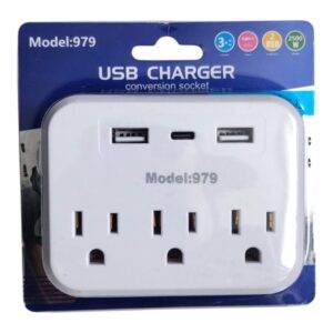 Multitoma Pared 3 en 1 Con USB Y TIPO C