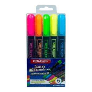 Resaltador Neón Estuche *5 Offi-Esco Oe-533