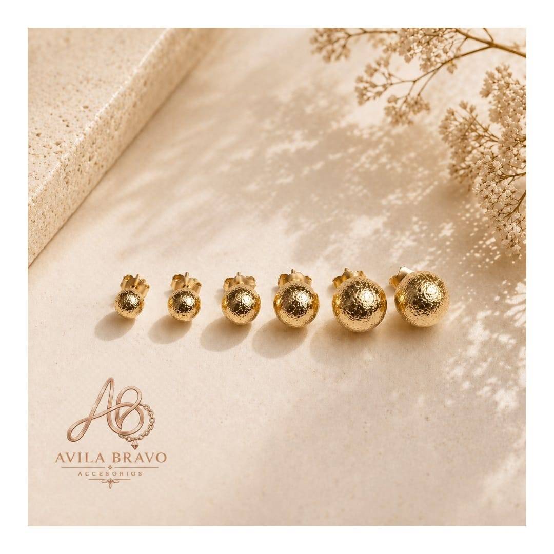 Aretes En Set *3 Pares En Acero Esfera Dorado