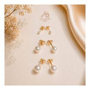 Aretes En Set *3 Pares En Acero Perlas Blancas