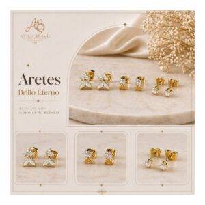 Aretes En Set *3 Pares En Acero Aleta Dorado