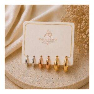 Aretes En Set *3 Pares En Acero Candonga Lisa Surtida