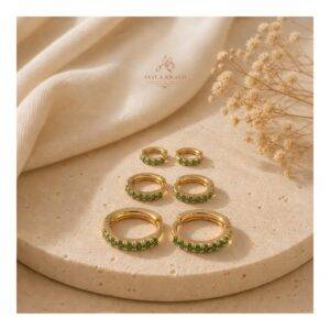 Aretes En Set *3 Pares En Acero Candonga Con Zircones Dorada