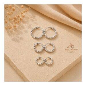 Aretes En Set *3 Pares En Acero Candonga Bolas Plateada