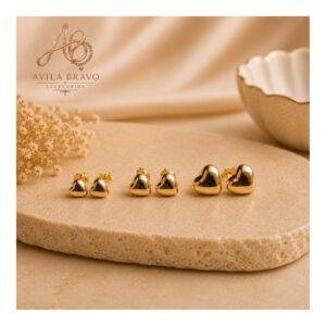 Aretes En Set *3 Pares En Rodio De Corazón
