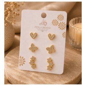 Aretes En Set *3 Pares En Rodio Estrellas