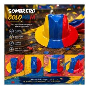 Sombrero Fiesta Tricolor Colombia De Plástico