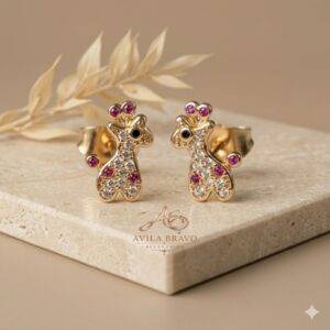 Aretes Topo Rodio Jirafa
