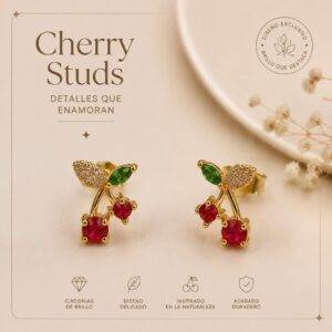 Aretes Topo Rodio Cereza