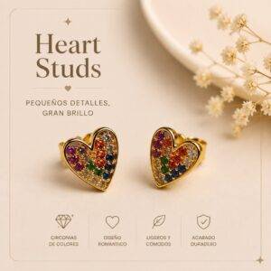 Aretes Topo Rodio Corazón