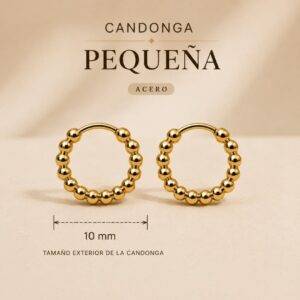 Aretes Acero Candonga Dorada Pequeña 10MM
