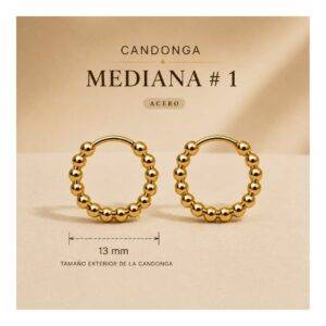 Aretes Acero Candonga Dorada Mediana #1 De 13MM