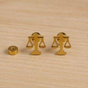 Aretes Topo Acero De Seguridad Balanza De La Justicia