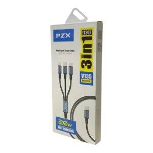 Cable PZX Para Celular 3 En 1 Tipo C A 2 Tipo C Y 1 IOS Acordonado con Punta Metálica V135