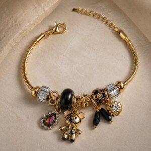 Pulsera Tipo Pandora Con Charms Y Broche Oso