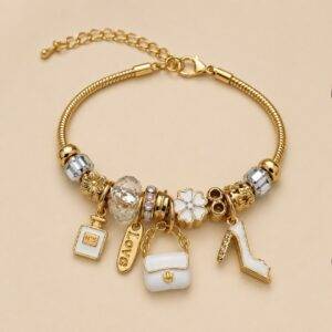 Pulsera Tipo Pandora Con Charms Y Broche Cartera