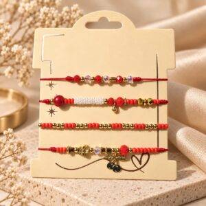 Set De Pulseras Ajustables Rojas *4 UND Mujer