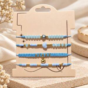 Set De Pulseras Ajustables Azul Claro *4 UND Mujer