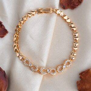 Pulsera En Rodio Y Zircones Infinito Dorada