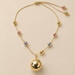Collar En Rodio Balines En Tres Tonos